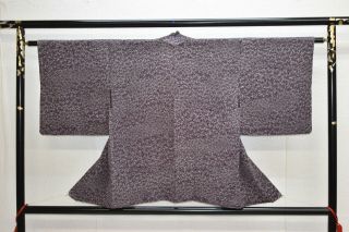 Vintage Silk Kimono Jacket:charming Dark Purple Autumn Leaf@yu87