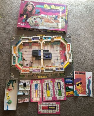 Vintage 1989 Electronic Mall Madness Board Game Milton Bradley 98 Complete Vtg