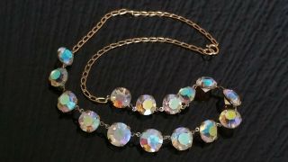 Czech Vintage Aurora Borealis Open Back Crystal Necklace 2