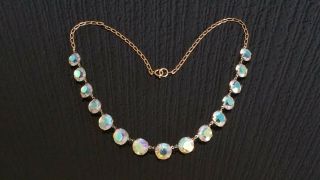 Czech Vintage Aurora Borealis Open Back Crystal Necklace 3