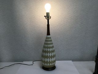 Vintage Quartite Creative Corp Mid Century Modern Textured Lamp Faux Wood Base