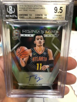 2018 - 19 Panini Spectra Trae Young Auto Bgs 9.  5 10 Gem Rc Rookie /75 Hawks