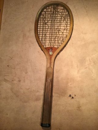 Early Vintage Antique Wooden Wood Wright & Ditson “the Hub” Tennis Racquet