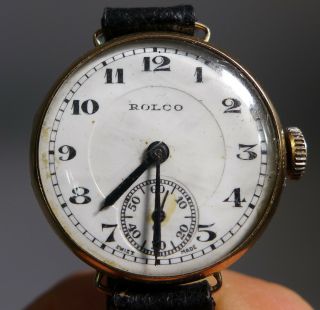Antique Rolco 9ct Gold Trench Wrist Watch Rolex Watch Company Case