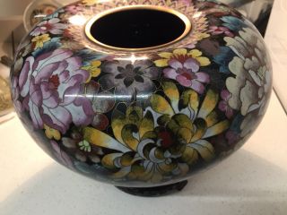 Vintage Asian Chinese Cloisonné Enamel Multi - Color Floral Vase