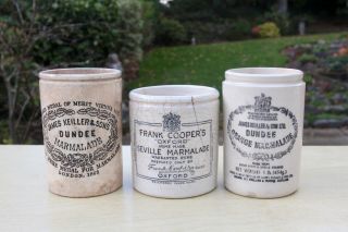 Vintage C1900s James Keiller Dundee London Frank Cooper Oxford Marmalade Jars