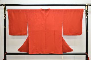 Vintage Silk Kimono Jacket:red Chrysanthemum/plum Blossom In Cloud Window@yu82
