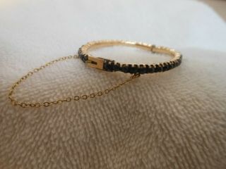 Antique Victorian Rose Gold Fill Garnet Bangle Bracelet.  All Stones Intact