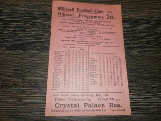 Millwall V Swansea Town 1946/7 April 26th Vintage Post