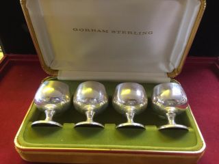 Vintage Gorham Sterling Silver Cordial Cups 955 Set 4pc In Fitted Box