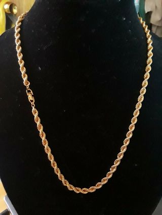 Vtg.  Christian Dior Authentic Necklace Signed Gold - Tone Chain Length 24 "