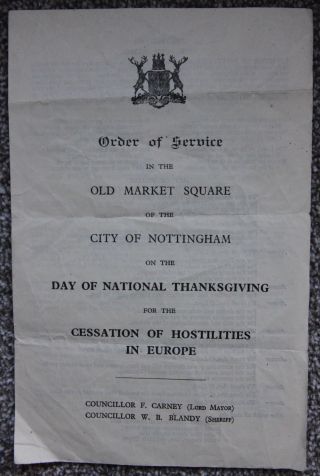 1945 Nottingham Old Market Square Victory Thanksgiving Ve Day World War 2 Ww Ii