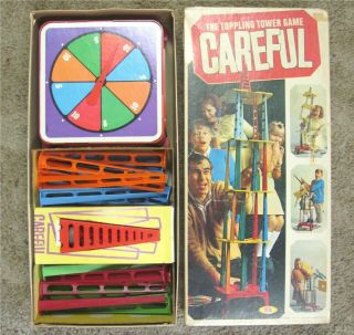 1967 Vintage Ideal Toy " Careful " Toppling Tower Family / Kids Game No.  2900 - 9 Gam