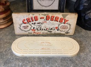 Vintage Crib - Derby The Perfect Cribbage Board Game Lowe Co Usa W/ Pegs & Inst.