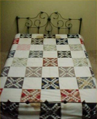 Vintage Quilt Top C1860s Cotton Fabric Fancy Pieced Blocks Hand Flying Geese ??