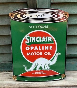 Vintage Sinclair Opaline Porcelain Oil Can Sign Gas Station Motor Oil