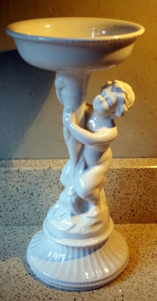 Beswick Ware Lrge White Cherub Ornate Vintage/moreau Style Pedestal Vase 12.  5 " H