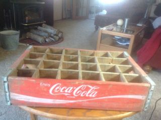 Vintage Red Coca - Cola Wooden Carrier Crate