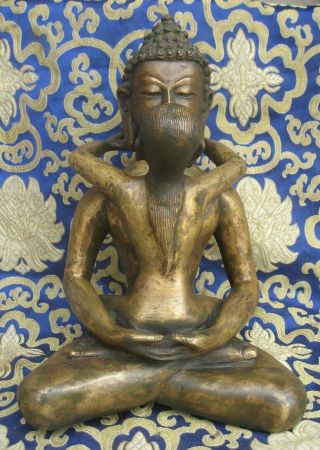 Antique Handmade Bronze Shamantabhadra Buddha Yabyum Rupa,  Nepal