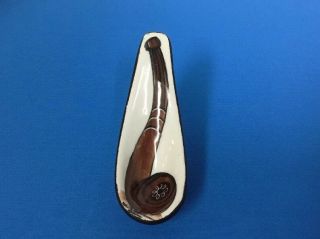 Vintage Leather/glass Hand Painted Pipe Rest Stand Design Of A Pipe (1j)