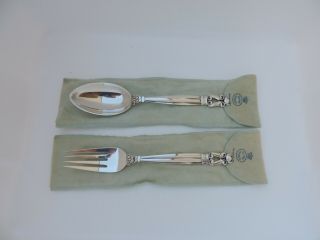 2 - Piece Serving Set Serling Silver Spoon & Fork Georg Jensen Denmark Acorn 118g