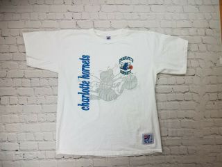 Vintage Charlotte Hornets Nba Basketball T Shirt Size Xl By The Game Made In Usa