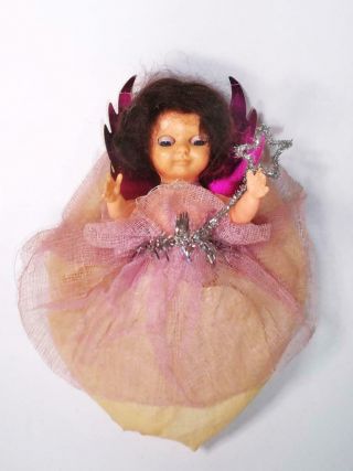 Vintage Rosebud Christmas Tree Fairy Doll 1950s/60s Christmas Tree Topper Pink