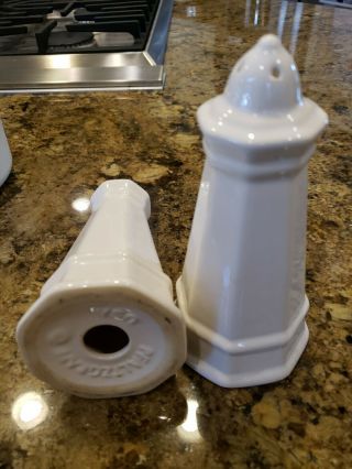Vintage Ceramic Pfaltzgraff Heritage White Lighthouse Salt And Pepper Shakers 7 "
