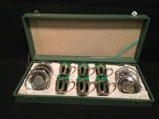 Vintage Japan Silverplate Demtasse Coffee Set With Fited Box
