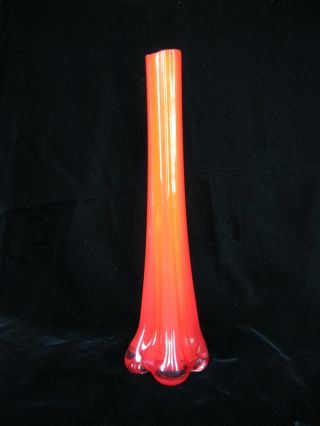 Vintage Enesco Red Art Glass Bud Vase - 10 " Tall X 2 7/8 " Diameter