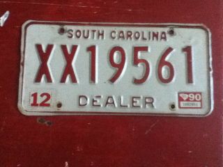 License Plate Vintage South Carolina Sc Xx19561 1990 Dealer Rustic Usa