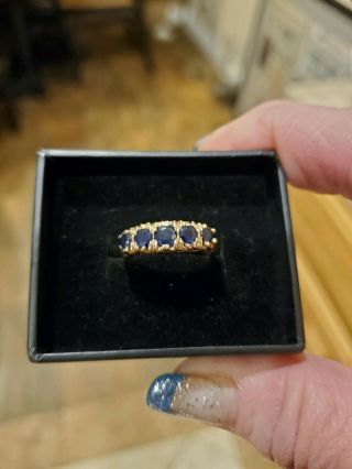 10k Solid Yellow Gold,  Blue Sapphire Ring.