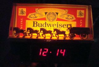 Budweiser World Champion Clydesdale Team Vintage Lighted Bar Clock Cash Register 2