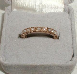 " Antique 9ct Rose Gold & Pearl Full Eternity Ring " Heavy 2.  5g