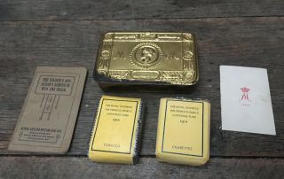 Ww1 Antique Princess Mary Christmas 1914 Tin & Contents Tobacco Sigarettes Card