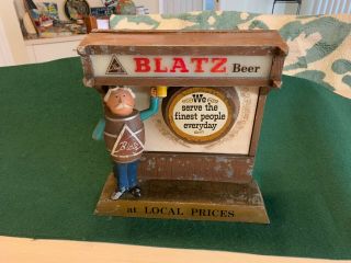 (vtg) 1950s Blatz Beer Keg Man Back Bar Figure Statue Sign