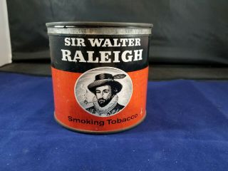 Vintage Sir Walter Raleigh 7 Oz.  Smoking Tobacco Tin / Early 1960 
