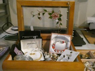 Jewellery Box Of Costume /vintage/silver Items