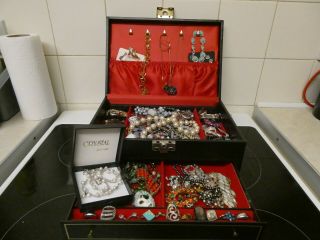 Large Jewellery Box Of Costume /vintage/silver Items