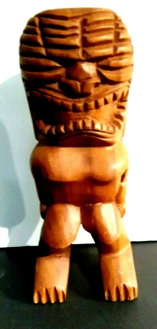 Vintage Hand Carved Wood Wooden Tiki God Figure Statue Mid Century 1960s 10 "