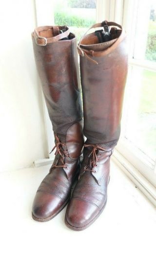 Vintage Maxwell Brown Leather Field Boots Uk 9 Eu 43 Us 9.  5 Polo Hunting Riding