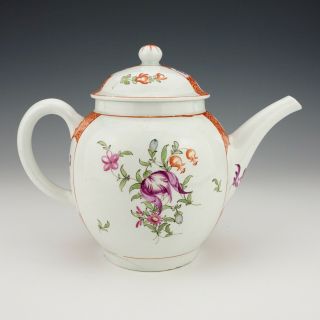 Antique English Pearlware Pottery Hand Painted Teapot - Slight Damage But Lovely