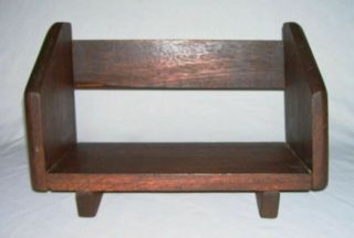 Hand Made Vintage Thick Dark Wood Book Rack Stand Usa
