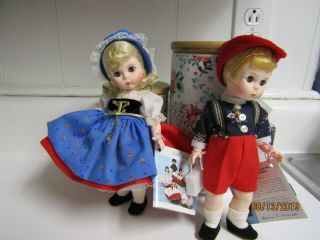 Vintage Hansel 453 & Gretel 454 8 " Madame Alexander Doll Set With Boxes