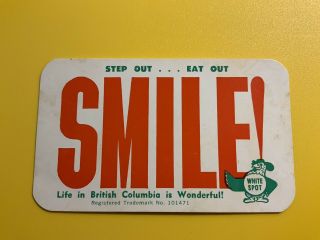 Smile Thimk White Spot British Columbia Bc Canada Vintage Business Card
