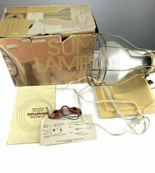 Vintage 80s Sylvania Sun Lamp Tanning Kit Rsm H 275 Watt Timer Goggles Bulb Box