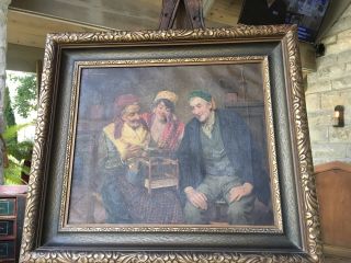 Antique M Garinei Oil Painting On Canvas Framed Stunning Detail