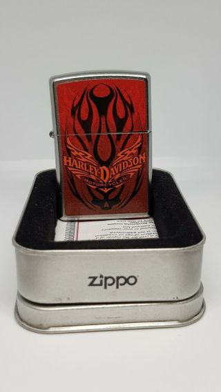 Zippo Lighter Harley Davidson Flames,  A 11 With Case Without Insert,