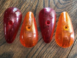 4 Vintage Theo Bargman Teardrop Light Covers 48 - Two Red Cover & Tw0 Amber