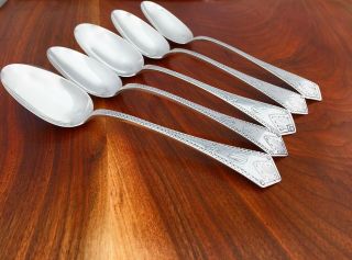 Rare Crosby,  Morse & Foss (5) Sterling Silver Serving Spoons Cr41